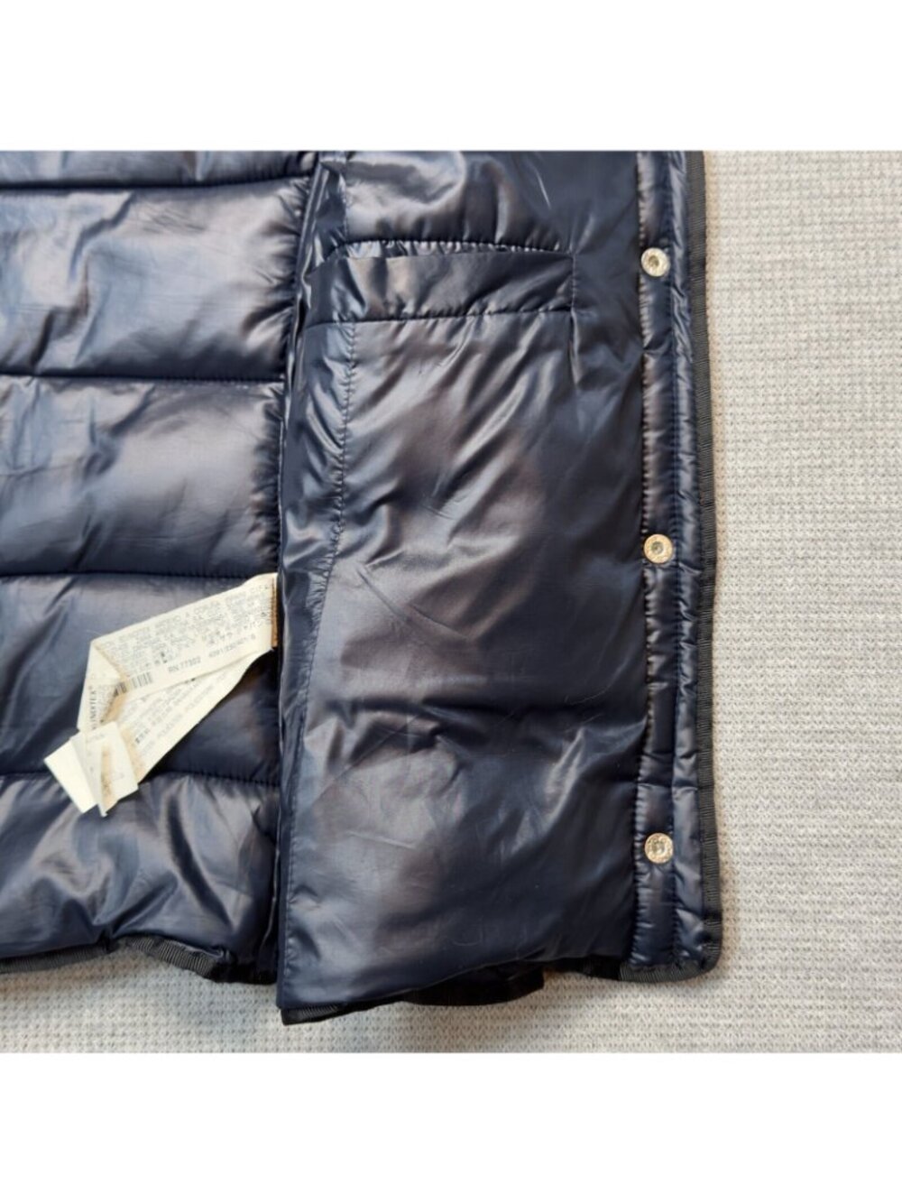 Zara Trafaluc Hooded Puffer Vest Womens Size S Blue Snap Zip Pockets Black Trim - Picture 10 of 16
